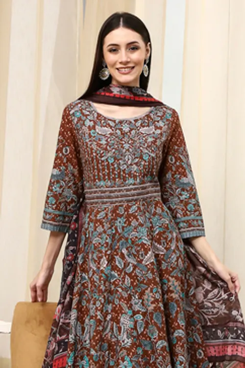 Chic poly silk solid A-line kurta pant set